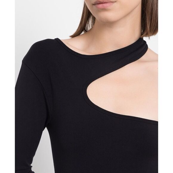 NWT HELMUT LANG Seamless Jersey Nylon Core Cutout Midi Dress in Black, Size XS/S - Picture 8 of 16